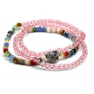 Бусы-браслет из циркона рондель 4*3мм цвет розовый, 50см (иск.)