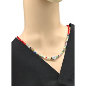 Бусы-браслет из циркона рондель 4*3мм цвет красный, 50см (иск.)