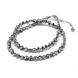 Бусы из циркона клевер 6мм цвет серебристый, 48см (иск.)