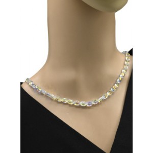 Бусы из циркона овал 6*8мм цвет хрусталь хамелеон, 48см (иск.)