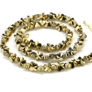 Бусы из циркона бабочка 6*8мм цвет золотистый, 48см (иск.)