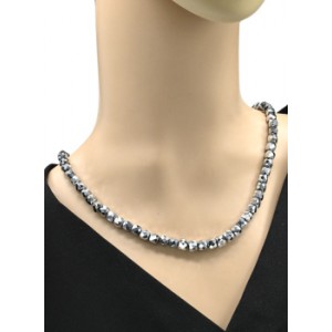 Бусы из циркона шарик гр.6мм цвет серебристый, 48см (иск.)