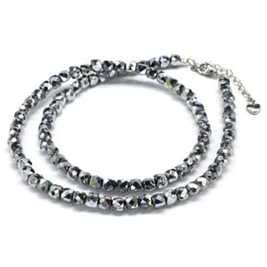 Бусы из циркона шарик гр.4мм цвет серебристый, 48см (иск.)