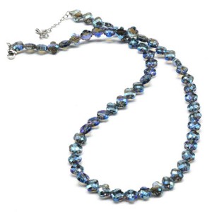 Бусы из циркона клевер 8мм цвет синий, 48см (иск.)