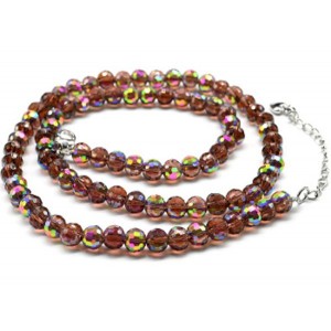 Бусы из циркона шарик гр.6мм цвет фиолетовый хамелеон, 47см (иск.)