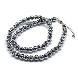 Бусы из циркона шарик гр.8мм цвет серебристый, 48см (иск.)