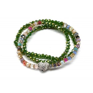 Бусы-браслет из циркона рондель 4*3мм цвет зеленый, 50см (иск.)