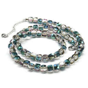 Бусы из циркона кубик гр.6мм цвет зелено-розовый хамелеон, 46см (иск.)