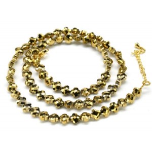 Бусы из циркона клевер 6мм цвет золотистый, 48см (иск.)