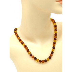 Бусы из натурального янтаря шарик 7мм цвет медовый, коньячный, 18,6г, 49см