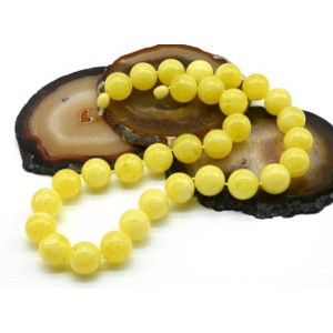 Бусы из янтаря шарик 16мм цвет молочно-лимонный, 54см (иск.) Бусы из янтаря шарик 16мм цвет молочно-лимонный, 54см (иск.)