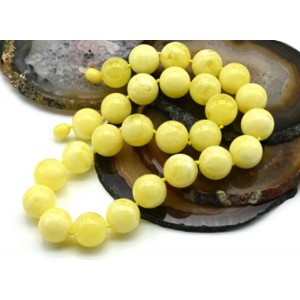 Бусы из янтаря шарик 16мм цвет молочный, 48см (иск.) Бусы из янтаря шарик 16мм цвет молочный, 48см (иск.)