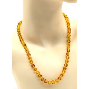 Бусы янтарные лечебные "кусанка" 6мм цвет светло-коньячный, 45см.