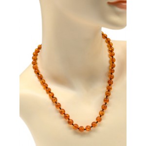 Бусы из янтаря шарик 8мм цвет коньячный, 45см (иск.)