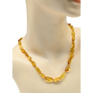 Бусы из натурального янтаря с природной фактурой галтовка 8*15мм цвет медовый, 10г, 47см