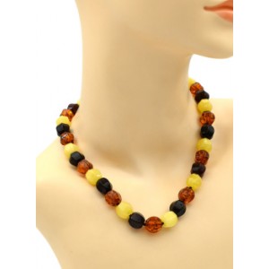 Бусы из янтаря "тыковка" 11*12мм цвет молочный, коньячный, вишня, 45см (иск.)