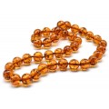 Бусы из янтаря шарик 14мм цвет коньячный, 56см (иск.)