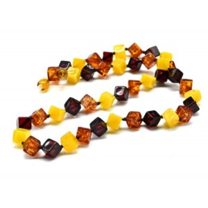 Бусы янтарные кубик по диагонали 9мм цвет карамельный, коньячный, вишня, 46см (иск.)
