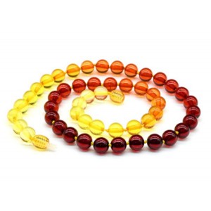 Бусы из янтаря шарик 8мм радуга лимонно-вишневый, 48см (иск.)
