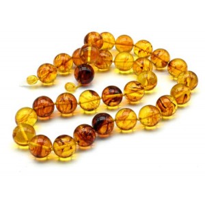 Бусы из янтаря шарик 16мм цвет медовый, 54см (иск.)
