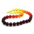 Бусы из янтаря шарик 12мм радуга лимонно-вишневый, 48см (иск.)