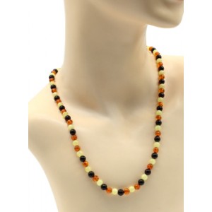 Бусы из янтаря шарик 6мм цвет молочный, коньячный, вишня, 53см (иск.)