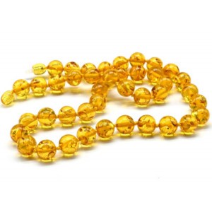 Бусы из янтаря шарик 10мм цвет медовый, 46см (иск.)