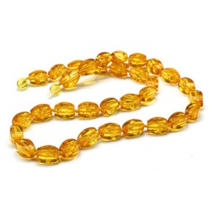 Бусы янтарные рис с гранями 8*14мм цвет лимонный, 52см (иск.)