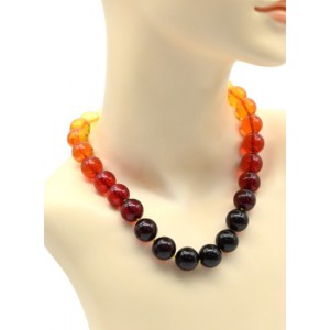 Бусы из янтаря шарик 16мм цвет радуга лимонно-вишневый, 48см (иск.)