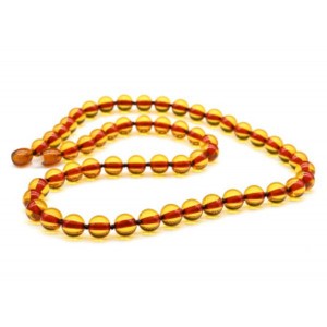 Бусы из янтаря шарик 8мм коньячный, 47см (иск.)