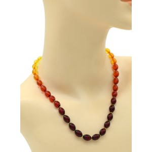 Бусы из янтаря рис 8*12мм радуга лимонно-вишневая, 46см (иск.)