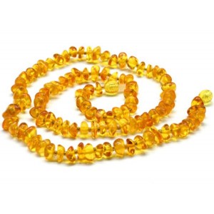 Бусы из натурального янтаря галтовка 8*5мм с бисером цвет медовый, 51см