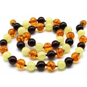 Бусы из янтаря шарик 8мм молочный, коньячный, вишня, 45см (иск.)