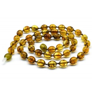 Бусы янтарные овал 7*8мм цвет зеленый, 45см