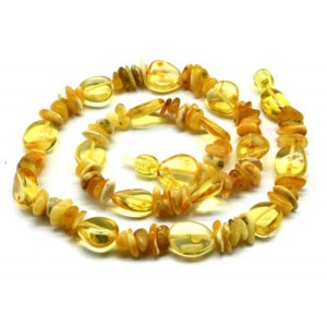 Бусы янтарные галтовка, крошка цвет лимонный, молочный, 45см