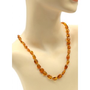 Бусы из балтийского янтаря с природной фактурой галтовка 12*15мм цвет светло-коньячный, 18г, 55см