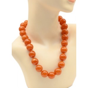 Крупные бусы из янтаря шарик 20мм цвет карамельный, 56см (иск.)