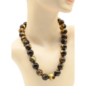 Бусы из янтаря шарик 18мм цвет шоколадно-молочный, 55см (иск.)