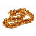 Бусы из янтаря шарик 16мм цвет светло-коньячный, 47см (иск.)