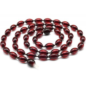 Бусы янтарые рис 6*9мм вишня, 54см (иск.)