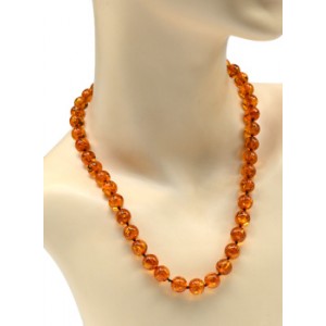 Бусы из янтаря шарик 10мм цвет светло-коньячный, 47см (иск.)
