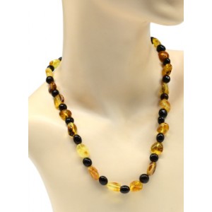 Янтарные бусы галтовка с шариком 10*13мм, 8мм цвет медовый, кофейный, 21г, 50см