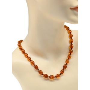 Бусы из янтаря рис 9*13мм цвет коньячный, 48см (иск.)