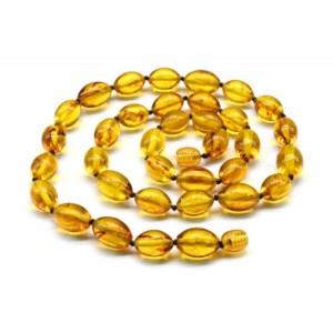 Бусы из янтаря рис 9*13мм цвет медовый, 49см (иск.)