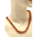 Бусы янтарные рис с гранями 8*14мм цвет коньячный, 55см (иск.)