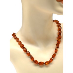 Бусы янтарные рис с гранями 8*14мм цвет коньячный, 55см (иск.)