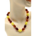 Бусы из янтаря рис 13*19мм медово-молочный, коньячный, вишня, 46см (иск.)