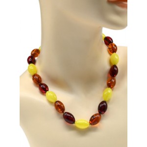 Бусы из янтаря рис 13*19мм медово-молочный, коньячный, вишня, 46см (иск.)