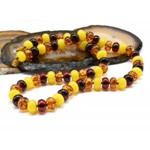 Бусы янтарные рондель 11*7мм цвет медово-молочный, коньячный, вишня, 54см (иск.)