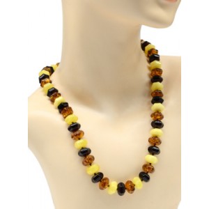 Бусы янтарные шестигранник 12*8мм цвет молочный, коньячный, вишня, 55см (иск.)